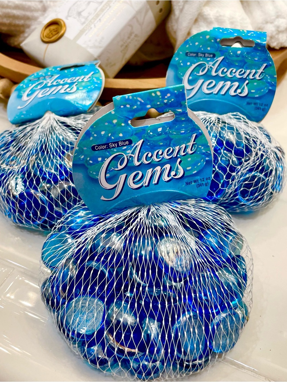 Decorative Glass Pebbles - Sky Blue